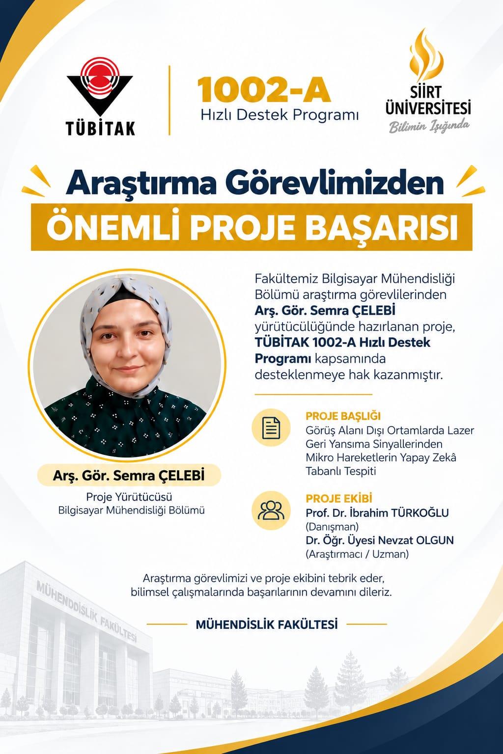 Siirt Üniversitesi Araştırma Görevlisinin Projesine TÜBİTAK Desteği
