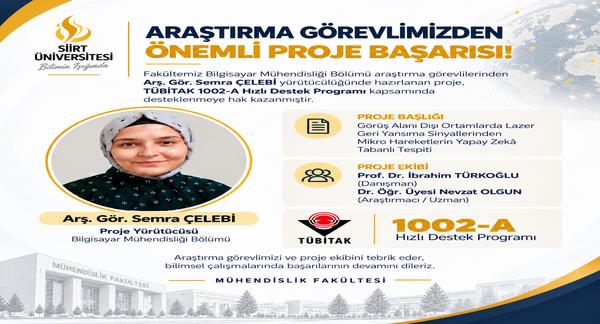 Siirt Üniversitesi Araştırma Görevlisinin Projesine TÜBİTAK Desteği